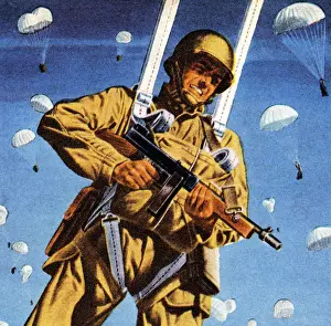 Battlefield Prints: Paratrooper Shooting Gun