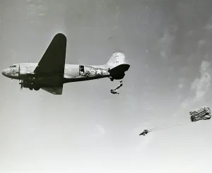 Parachute Prints: Paratroopers Jumping from Airplane