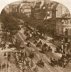 Prints of Traffic on the famous Boulevard des Italiens in Paris. (Photo by Otto Herschan/Getty Images) 19th Century Photographer Prints: Paris Boulevard
