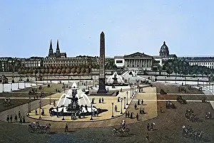 Paris, Place de la Concorde, Historical copperplate, ca 1890, France