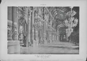 Prints of A view of Paris; the public foyer of the Grand Opera House, decorated with elaborate multicolored marble friezes, columns, statuary and chandeliers, 1905. (Photo by (F) Urban Echoes of America’s Golden Age: Paris Scenes