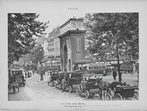 Prints of A view of Paris; a row of horse-drawn cabs wait near the Saint-Martin Gate, at Boulevard St. Denis, France, circa 1909-1910. (Photo by (F. Lewis/Archive Photos/Getty Images) Urban Echoes of America’s Golden Age: Paris Scenes