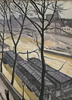 Oil Painting Prints: Paris in Winter. Quai Bourbon, by Unknown Artist