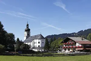 Parish church of St. Nicholas, Tannheim, Tannheimer Tal high valley, Tyrol, Austria, Europe