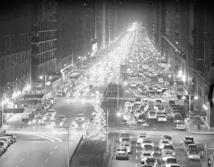 Park Avenue Prints: Park Avenue Lit Up with Christmas Trees