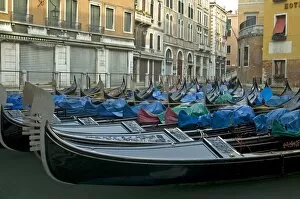 Parking gondolas Venice Italy