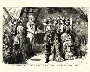 HMS (His Or Her Majesty's Ships) Prints: Party on board HMS Audacious, Hong Kong, 19th Century