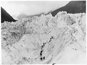 Climbers Prints: Party Of Climbers On The Franz Josef Glacier In New Zealand