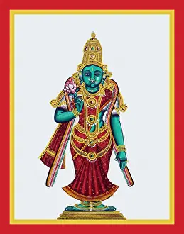 Necklaces Prints: Pārvatī standing in samabhanga on a low dais