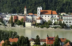 Passau, view over the Inn River with St. Michaels Church, Lower Bavaria, Bavaria, Germany, Europe, PublicGround