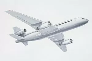Passenger jet, low angle view