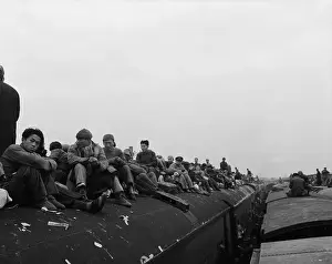 Nanjing Prints: Passengers Sitting on Top of Train