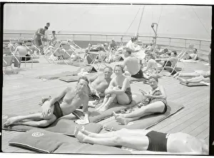 Sunbathing Prints: Passengers Sunbathing on Cruise Ship
