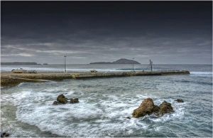 Images Dated 27th October 2012: Passing Storm and rough seas at the Kingston Wharf, Norfolk Island