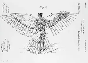 Autograph Prints: Patent Drawing of Flying Machine by R.J. Spalding
