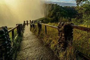 World Heritage Site Gallery: The path and bridge to The Knife Edge. Victoria Falls. Zambia