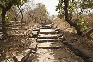 Pathway at Buddhist pilgrimage site, Sanchi, Madhya Pradesh, India