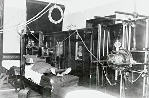 Patient on Roentgen Ray Apparatus