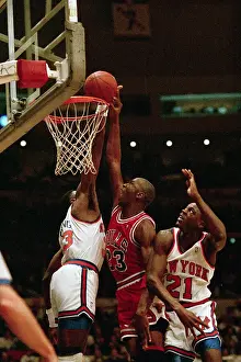 Patrick Ewing Blocking Michael Jordan