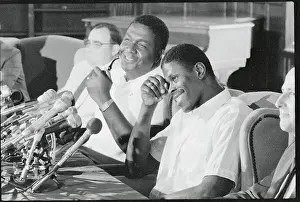 Jamaican Prints: Patrick Ewing and John Thompson Laughing at News Conference