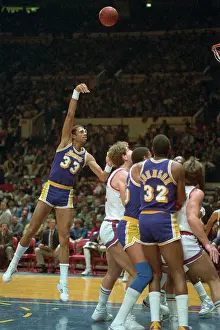 Patrick Ewing and Kareem Abdul-Jabbar Playing Basketball