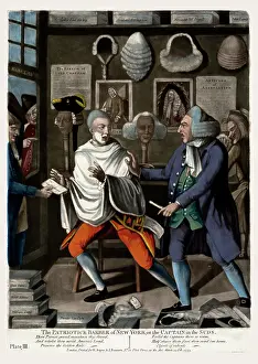 Barbershop Prints: The patriotick barber of New York, or the Captain in the suds