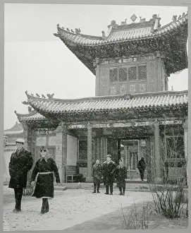 Mongolia Prints: Patrons Exiting Tohoy Zhimlam Cathedral Museum