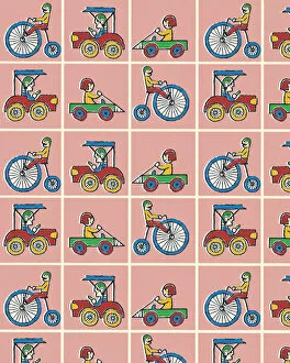 Pattern Artwork Illustrations Gallery: Pattern of Cars and Bikes