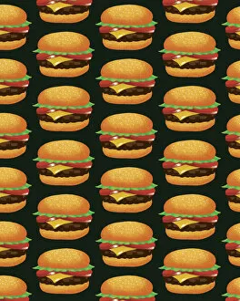 Pattern Artwork Illustrations Gallery: Pattern of Cheeseburgers