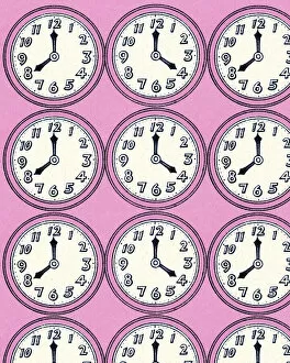 Pattern Artwork Illustrations Gallery: Pattern of Clocks