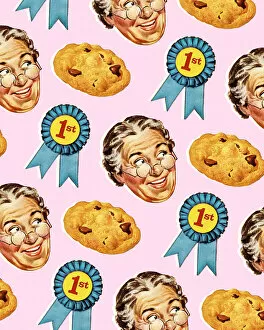 Pattern Artwork Illustrations Gallery: Pattern of Grandmas Blue Ribbon Cookies