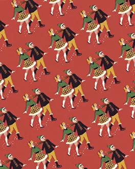 Pattern Artwork Illustrations Collection: Pattern of Ice Skaters