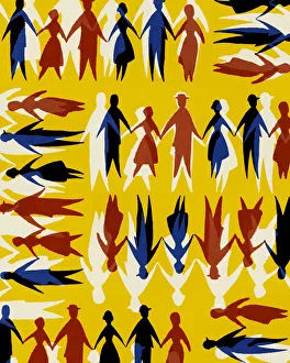Pattern Artwork Illustrations Gallery: Pattern of People Holding Hands