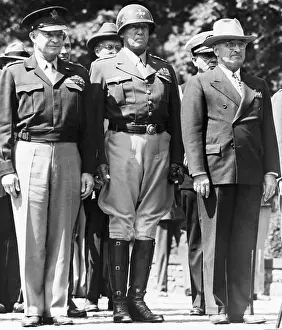 Harrys Prints: Patton, Truman, Eisenhower at Flag Raising Ceremony