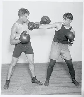 Practice Prints: Paul Berlenbach Hitting a Punching Bag