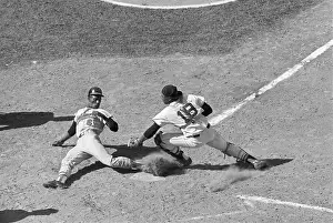 Safe Prints: Paul Blair Sliding Safe at Home Plate