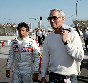 Prints of LONG BEACH, CALIFORNIA - APRIL 13 : Actor Paul Newman and Racer Mario Andretti at Toyota Long Beach Grand Prix race, April 13, 1985 in Long Beach, California. (Photo by Bob Riha, Jr./Getty Images) Iconic Movie Star Prints (1920s–1970s): Paul Newman and Mario Andretti at Toyota Long Beach Grand Prix Race 1985