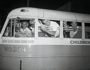 Peekskill Prints: Paul Robeson Concert Goers Peering from Bus
