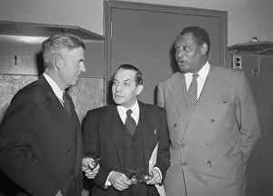 Paul Robeson Standing and Talking with Politicians at Labor Party Rally