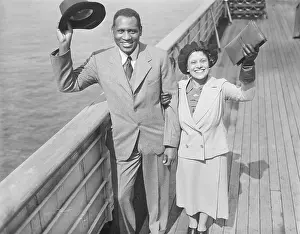 Paul Robeson with His Wife Aboard Ship