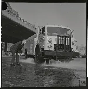 Paul Screvane Watching Sanitation Truck