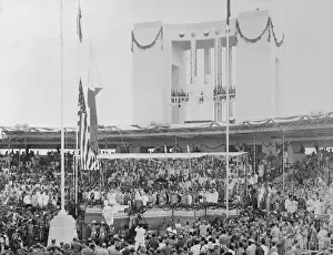 Paul V. McNutt During Flag Raising Ceremony