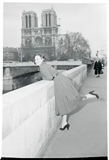 Paulette Goddard Looking at the Seine River