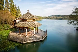 Images Dated 27th November 2015: Pavilion in Maojiabu Village by West Lake, Hangzhou, China