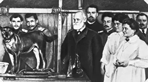 Obedience Prints: Pavlov and His Staff with Dog