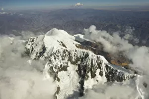Peak of the Illimani Glacier, 6439 m, view from an aircraft, Departamento La Paz, Bolivia