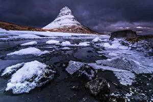 Images Dated 15th February 2014: Peak of Kirkjufell with Kirkjufell river, Kirkjufell, Snaefellsnes peninsula, Iceland