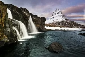 Images Dated 14th February 2014: Peak of Kirkjufell with waterfall, Kirkjufell, Snaefellsnes peninsula, Iceland