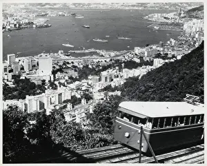 Foreground Prints: Peak Train With Hong Kong In Foreground
