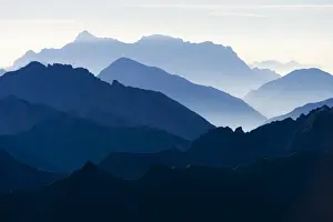 Oberstdorf Prints: Peaks of the Allgau Alps in steplike arrangement in the early morning